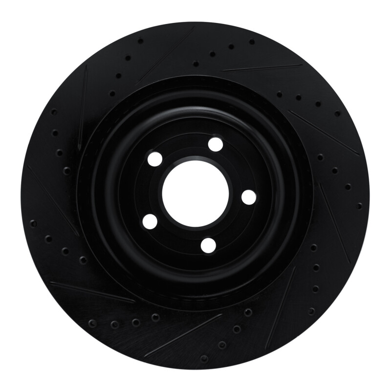 Ford Police Interceptor Utility Brake Rotor (1) - Rear Right - R1 Concepts - Drilled & Slotted - Black - `20-`25